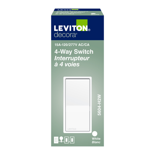LEVITON 05604 WH DEC AC ROCK SW 4W 15A120-277VAC